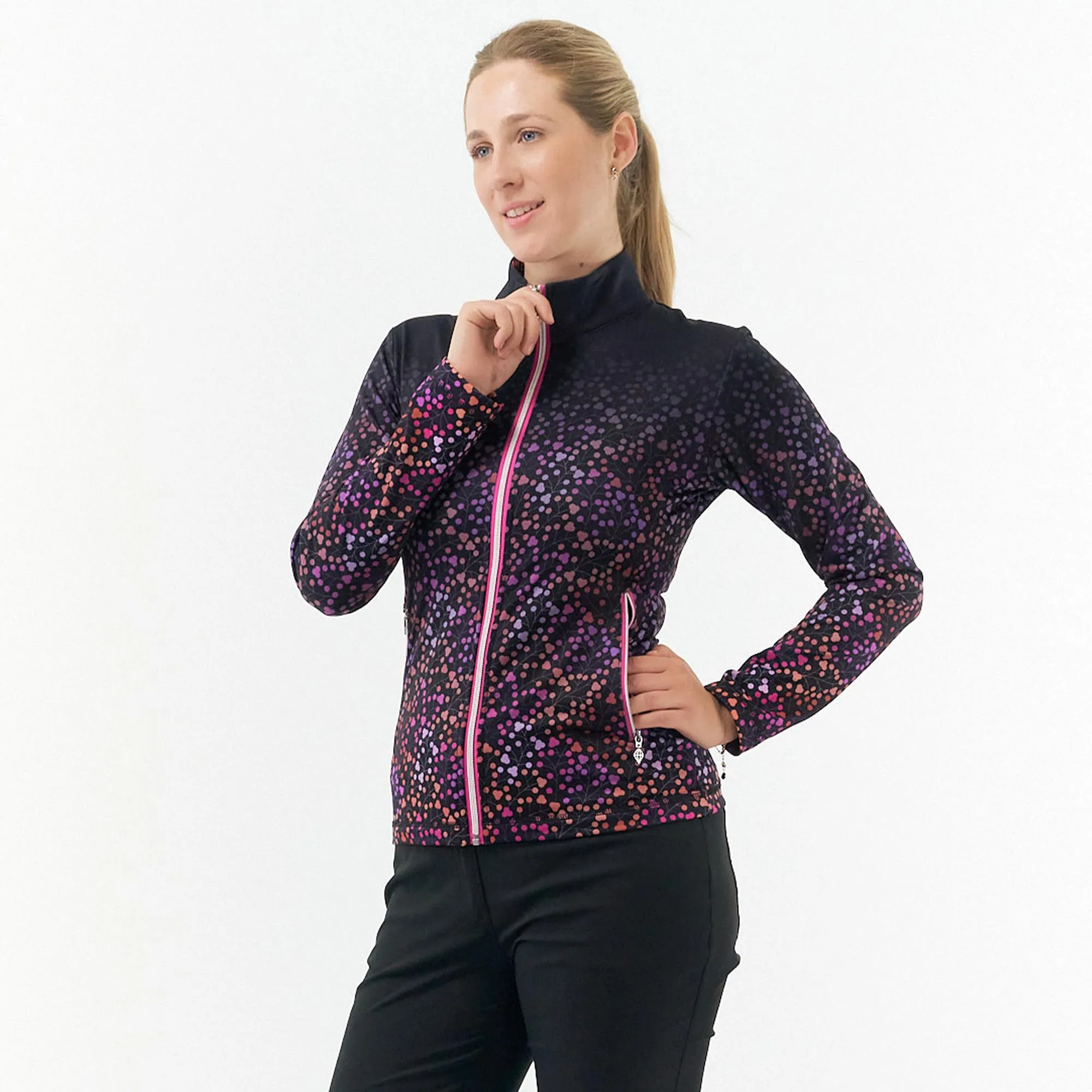 Pure Golf Ashlea Ladies Thermal Golf Polo Shirt Berry Pop