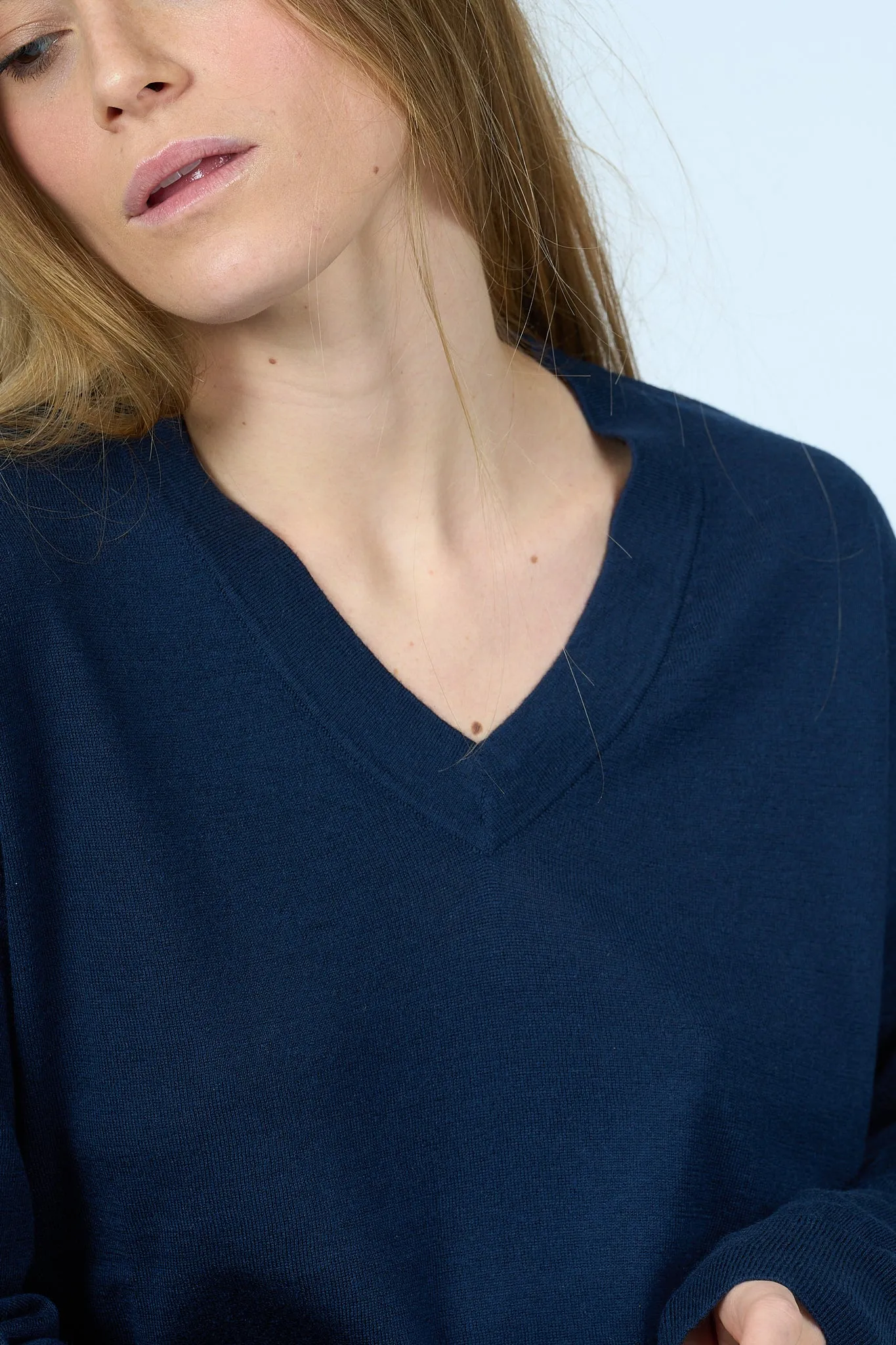 Purotatto Maglia Scollo V Blu Donna