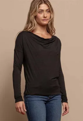 Red Haute - Cowl Neck Top Black