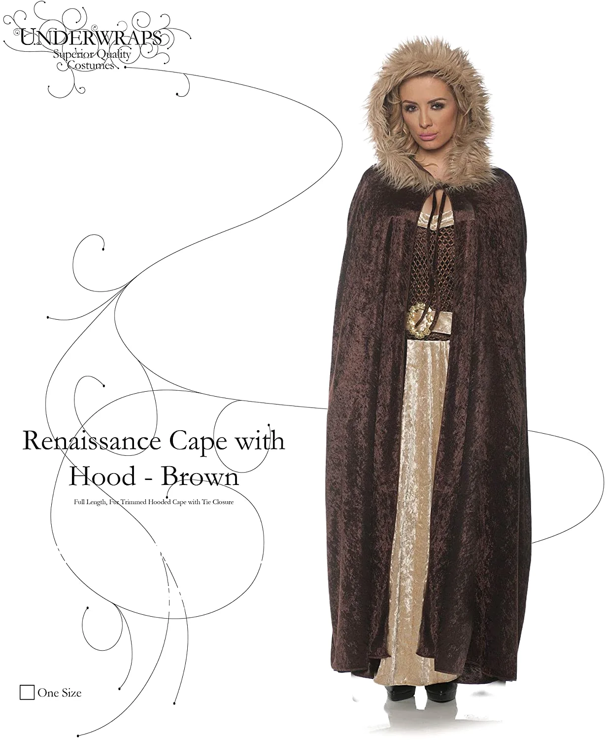 Renaissance Womens Adult Costume Cape with Hood