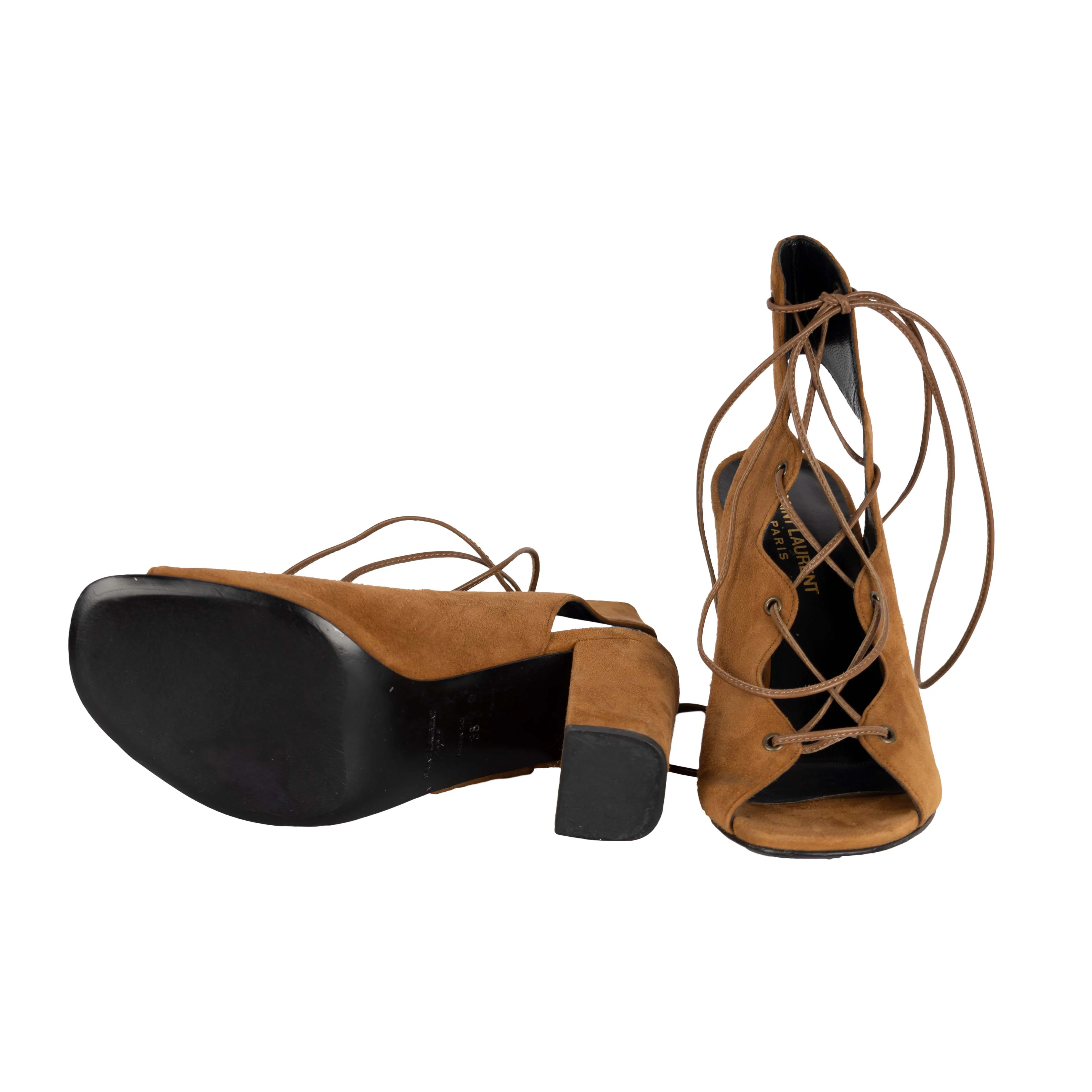 Saint Laurent Babies Suede Lace-Up Sandals - '10s