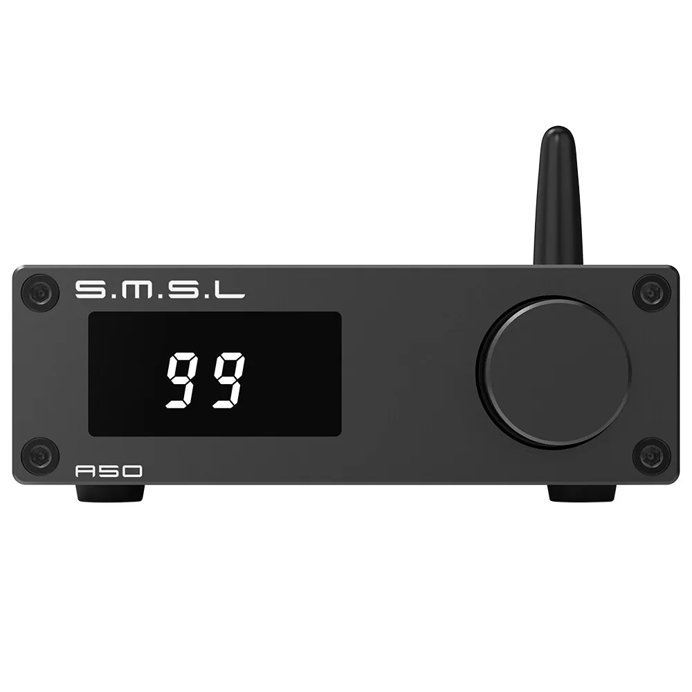 SMSL A50 Stereo Power Amplifier TPA3116 Bluetooth 5.0 100Wx2 RCA Remote Control With Passive Speaker