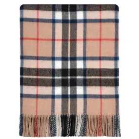 Thomson Camel Modern tartan lambswool blanket