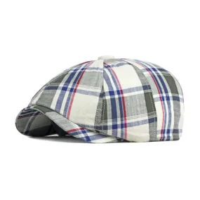 Unisex Casual Plaid Pattern Thin Duckbill Octagonal Newsboy Cap