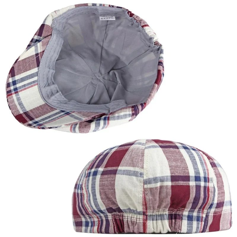 Unisex Casual Plaid Pattern Thin Duckbill Octagonal Newsboy Cap