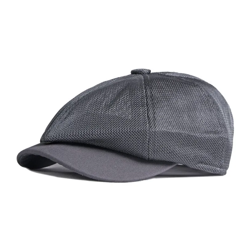 Unisex Summer Breathable Octagonal Hollow Mesh Eight Panel Cap