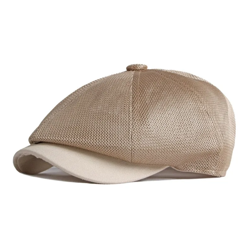 Unisex Summer Breathable Octagonal Hollow Mesh Eight Panel Cap