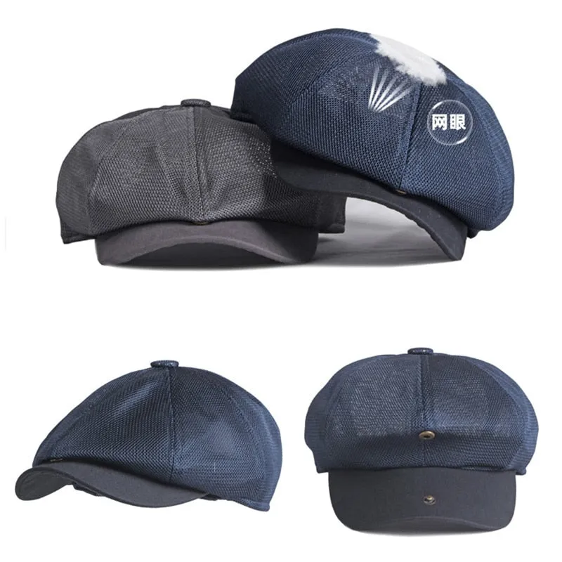 Unisex Summer Breathable Octagonal Hollow Mesh Eight Panel Cap