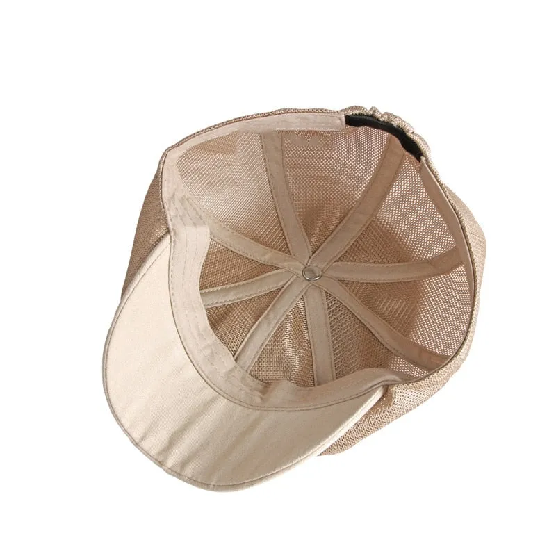 Unisex Summer Breathable Octagonal Hollow Mesh Eight Panel Cap