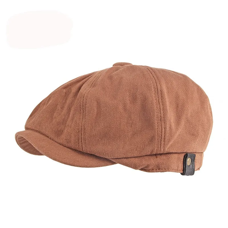 Unisex Summer Cotton Eight Panel Flat Peaked Casual Octagonal Hat