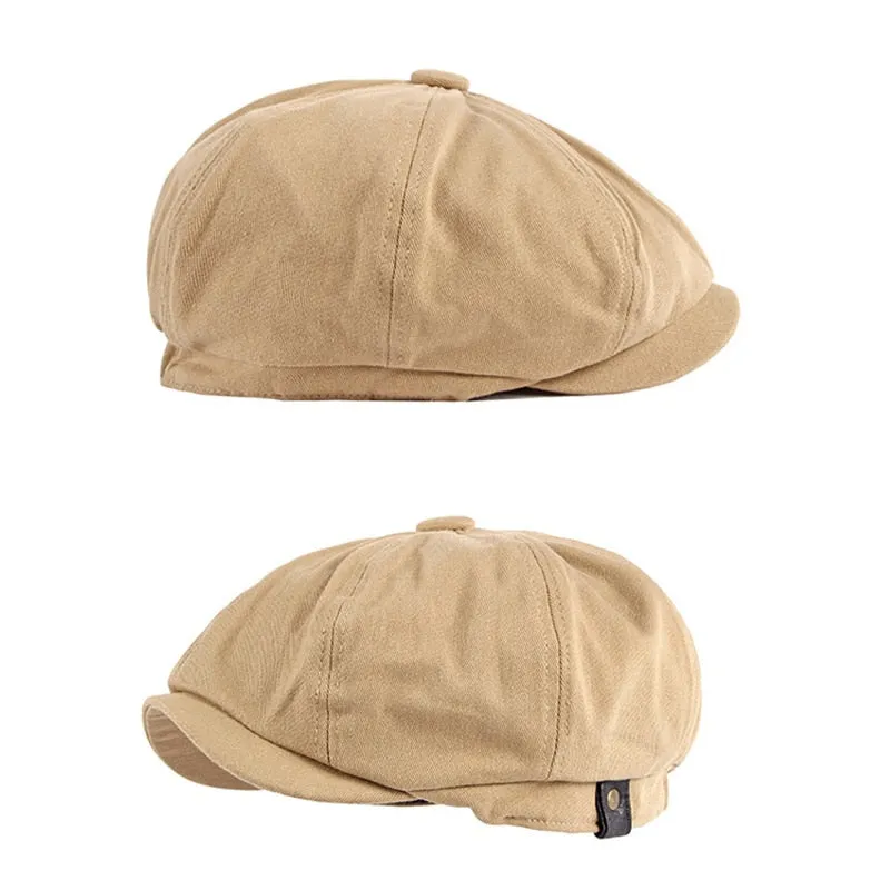 Unisex Summer Cotton Eight Panel Flat Peaked Casual Octagonal Hat