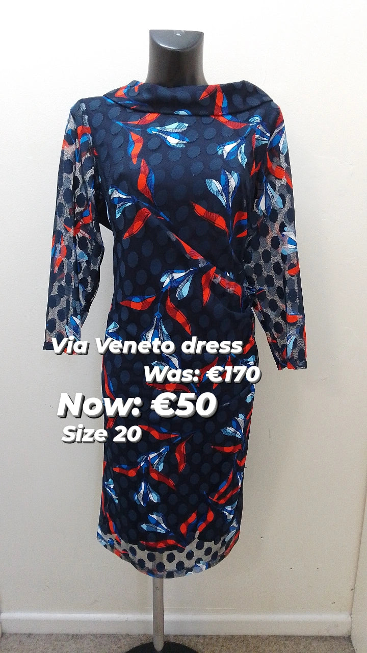 V3428- Via Veneto Dress with cowl neck