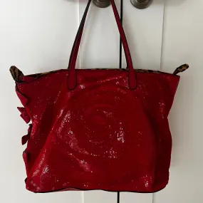 Valentino Garvani Red Nappa Leather Rose Sequin Bag