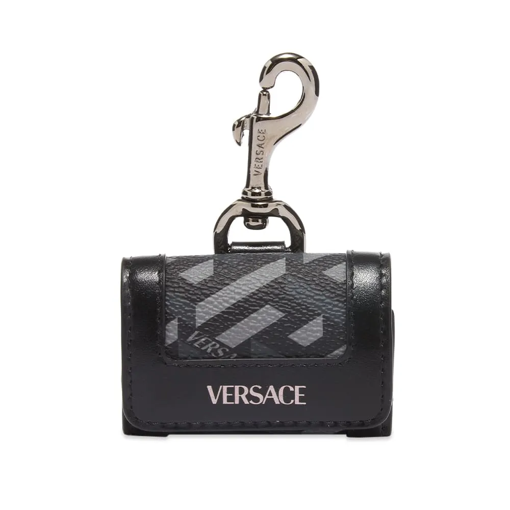 Versace Jaquard Logo Airpods CaseGrey & Black