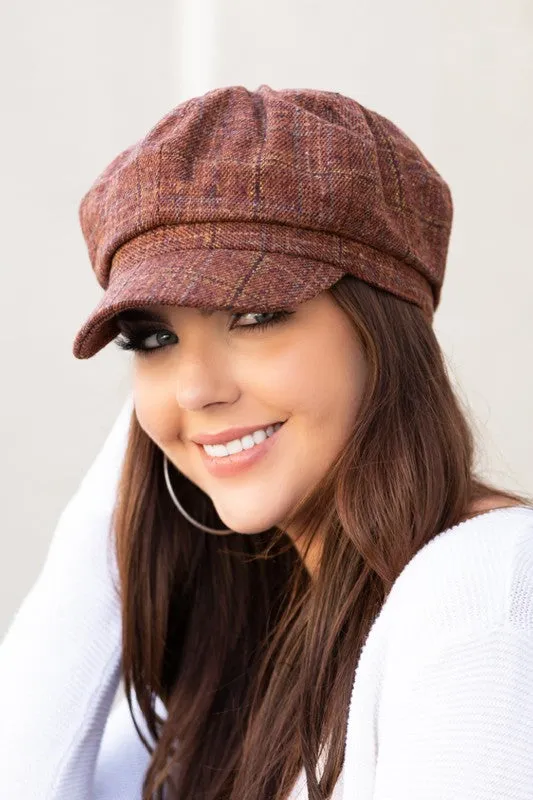 Violet Plaid Newsboy Caps