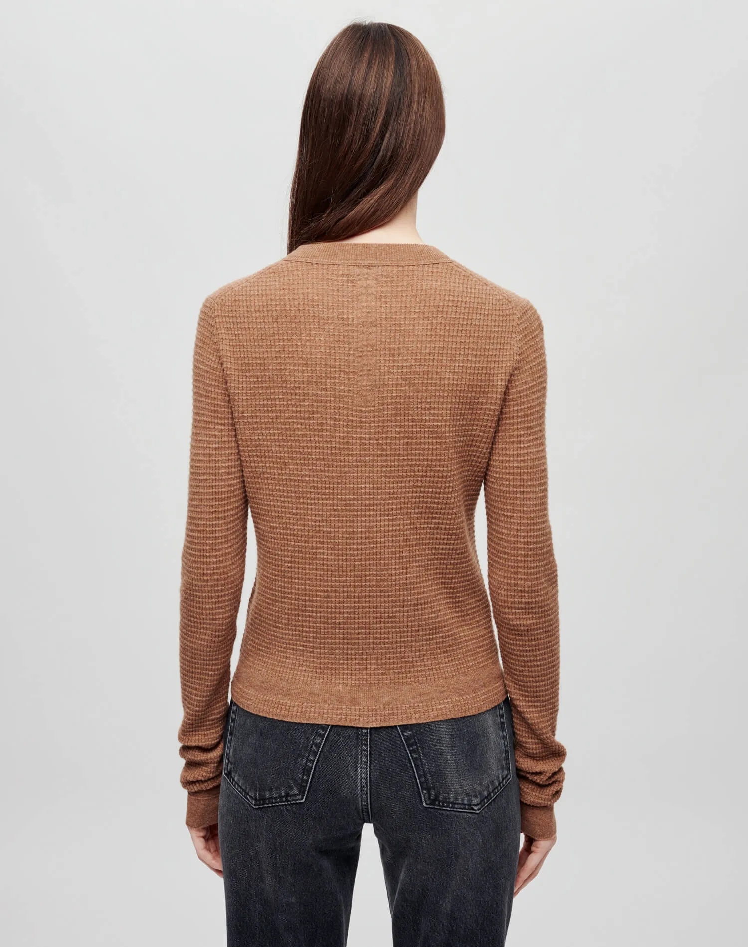 Waffle Slim Pullover - Chestnut