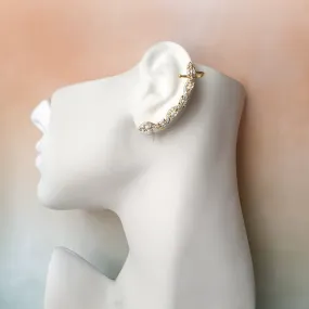 White Ribbon Ear Climber Ear Cuff