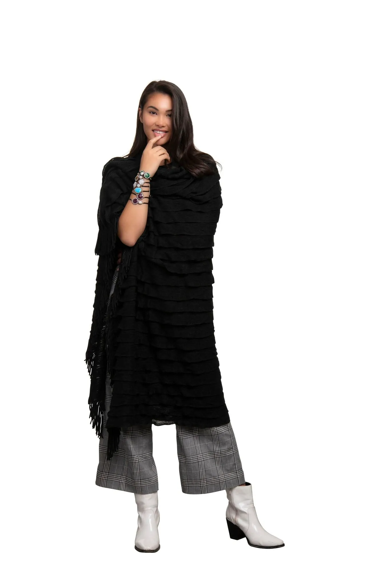 Willow Scarf Blanket-Black