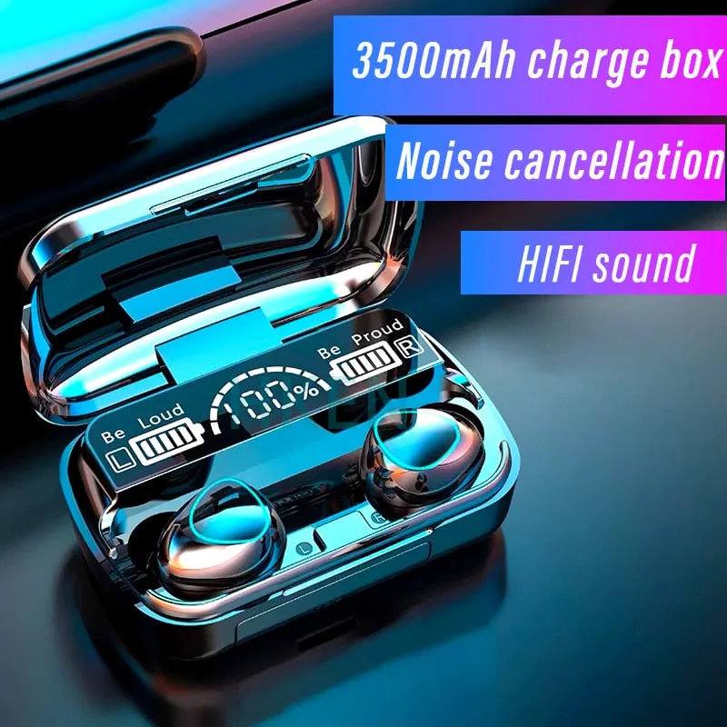 Wireless Headphones LED Display With Power Bank With Microphone