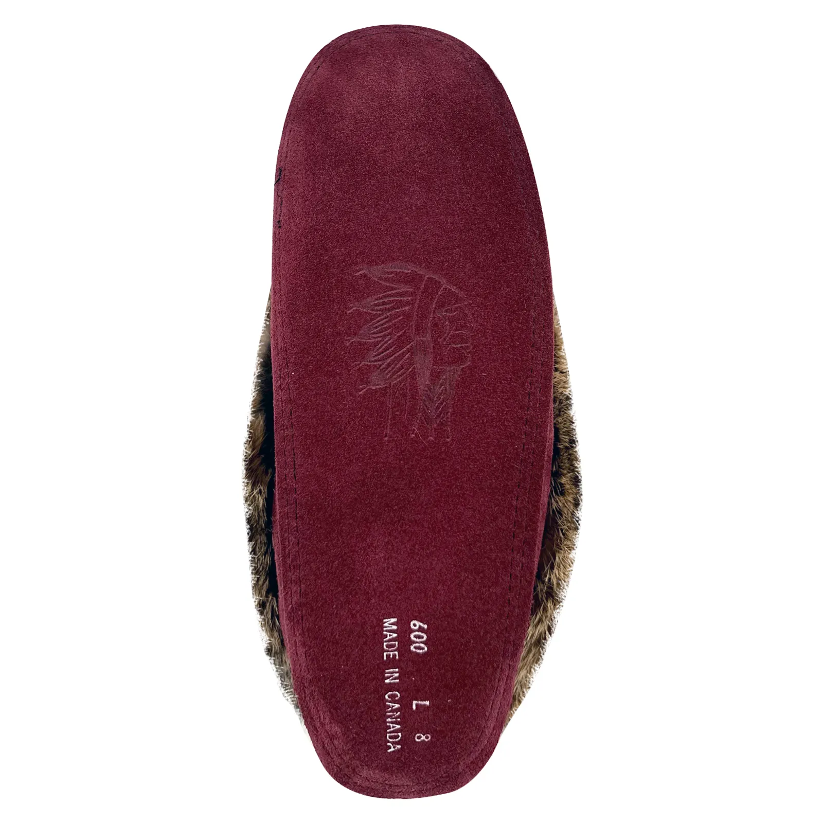 Women's Fleece Lined Rabbit Fur Burgundy Suede Moccasins (Limited Edition)