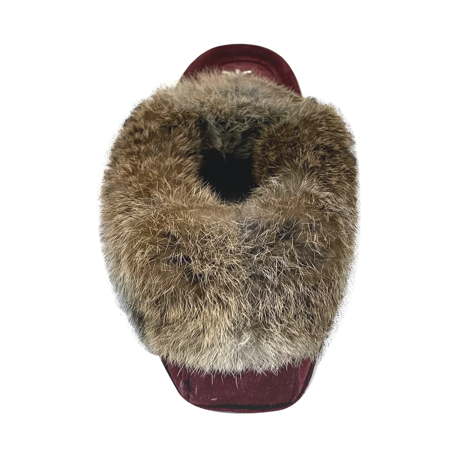 Women's Fleece Lined Rabbit Fur Burgundy Suede Moccasins (Limited Edition)