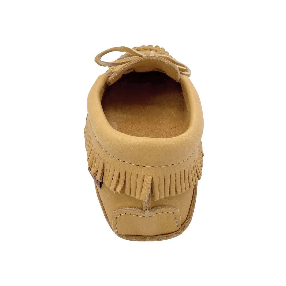 Women's Fringed Moose Hide Leather Earthing Moccasins