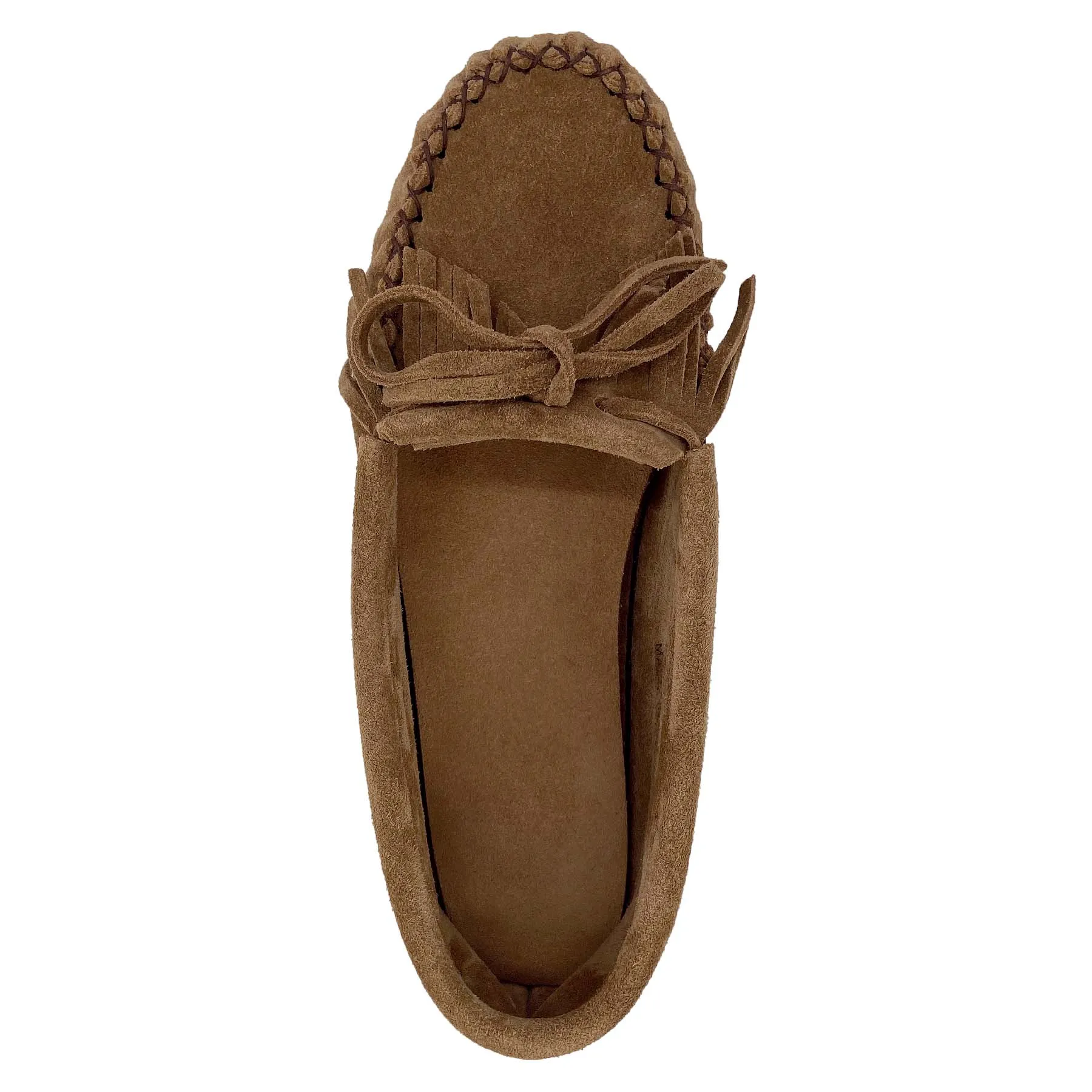 Women's Fringed Rubber Sole Gray Suede Moccasins