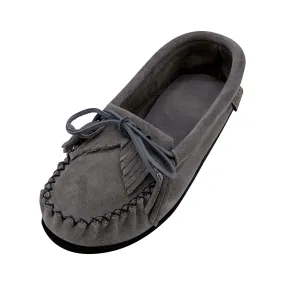 Women's Fringed Rubber Sole Gray Suede Moccasins