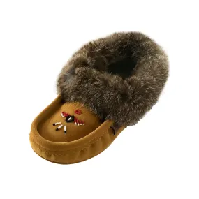 Women's Rabbit Fur Thunderbird Beaded Moccasins