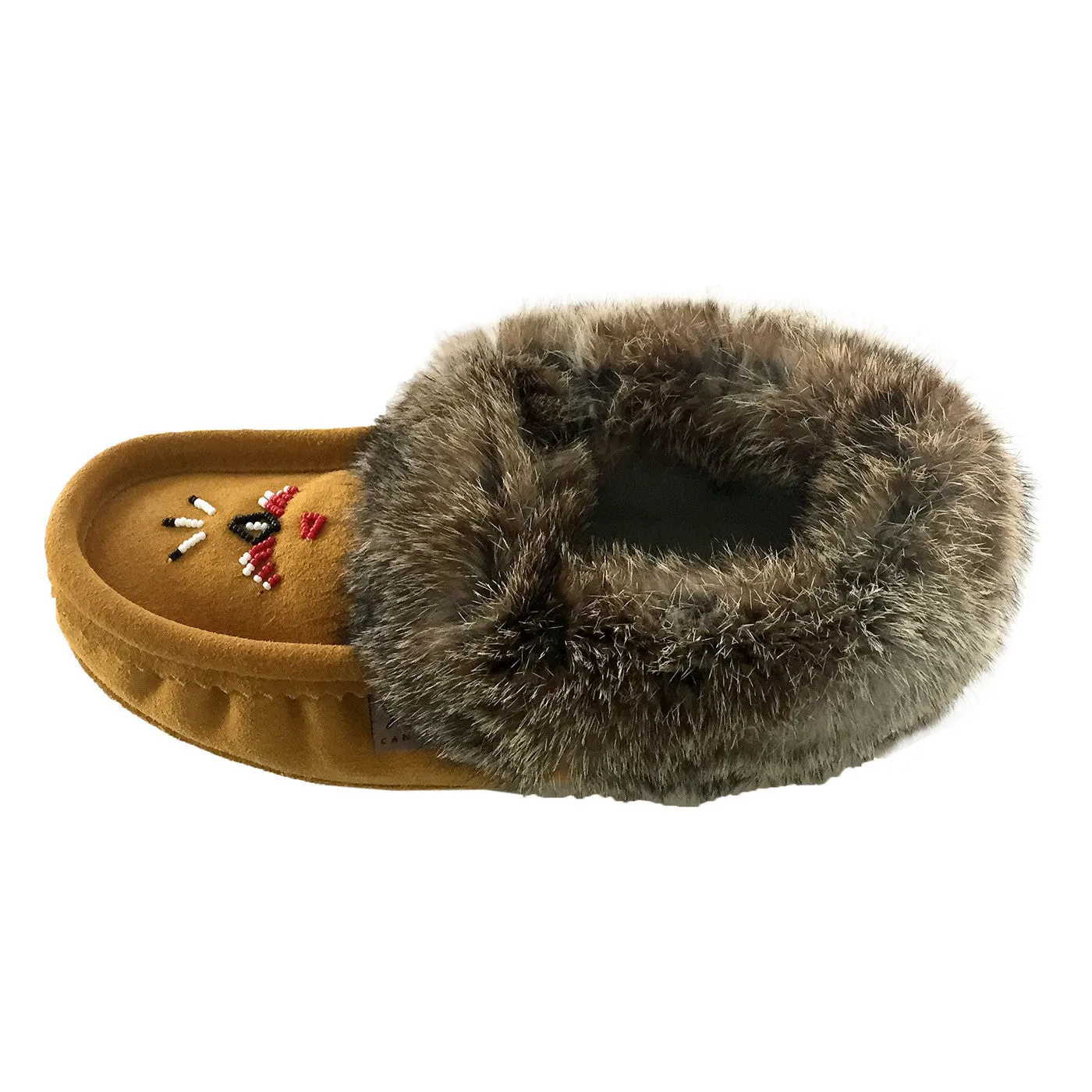 Women's Rabbit Fur Thunderbird Beaded Moccasins