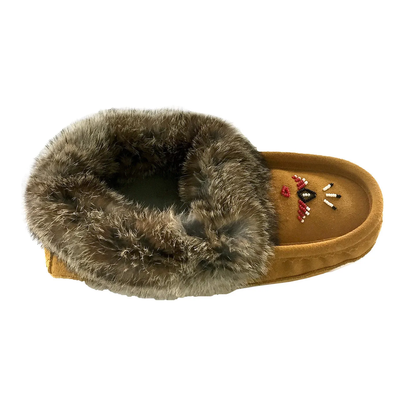 Women's Rabbit Fur Thunderbird Beaded Moccasins