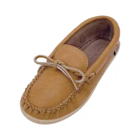 Women's Rubber Sole Moose Hide Leather Moccasins