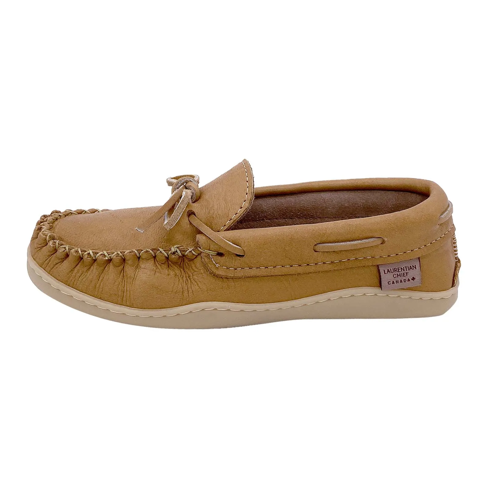 Women's Rubber Sole Moose Hide Leather Moccasins