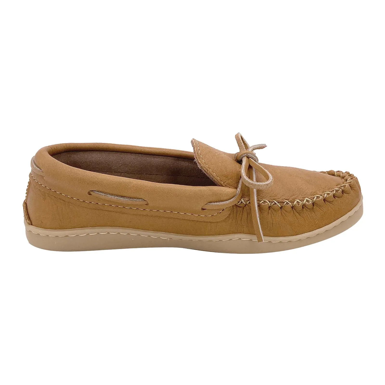 Women's Rubber Sole Moose Hide Leather Moccasins