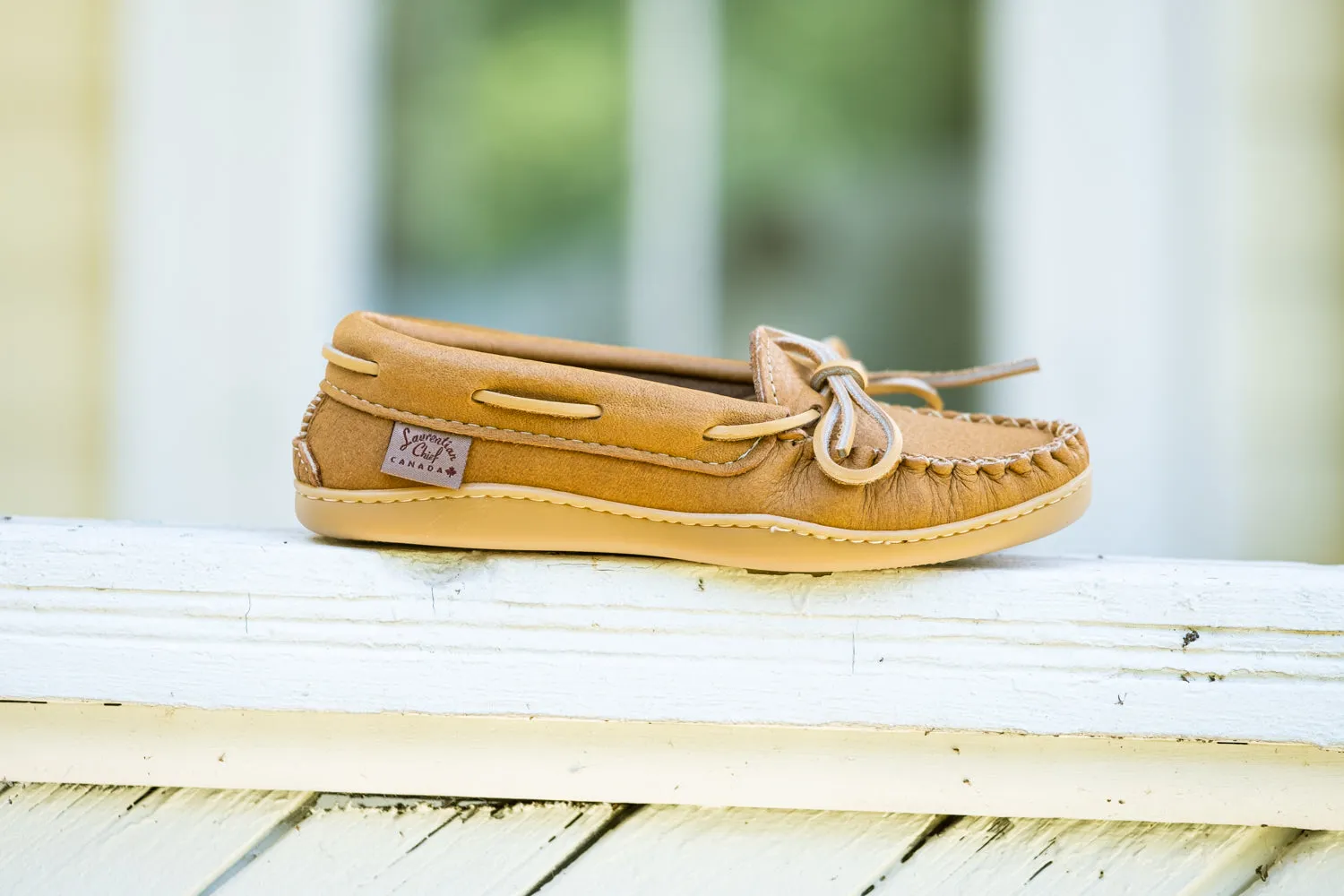 Women's Rubber Sole Moose Hide Leather Moccasins