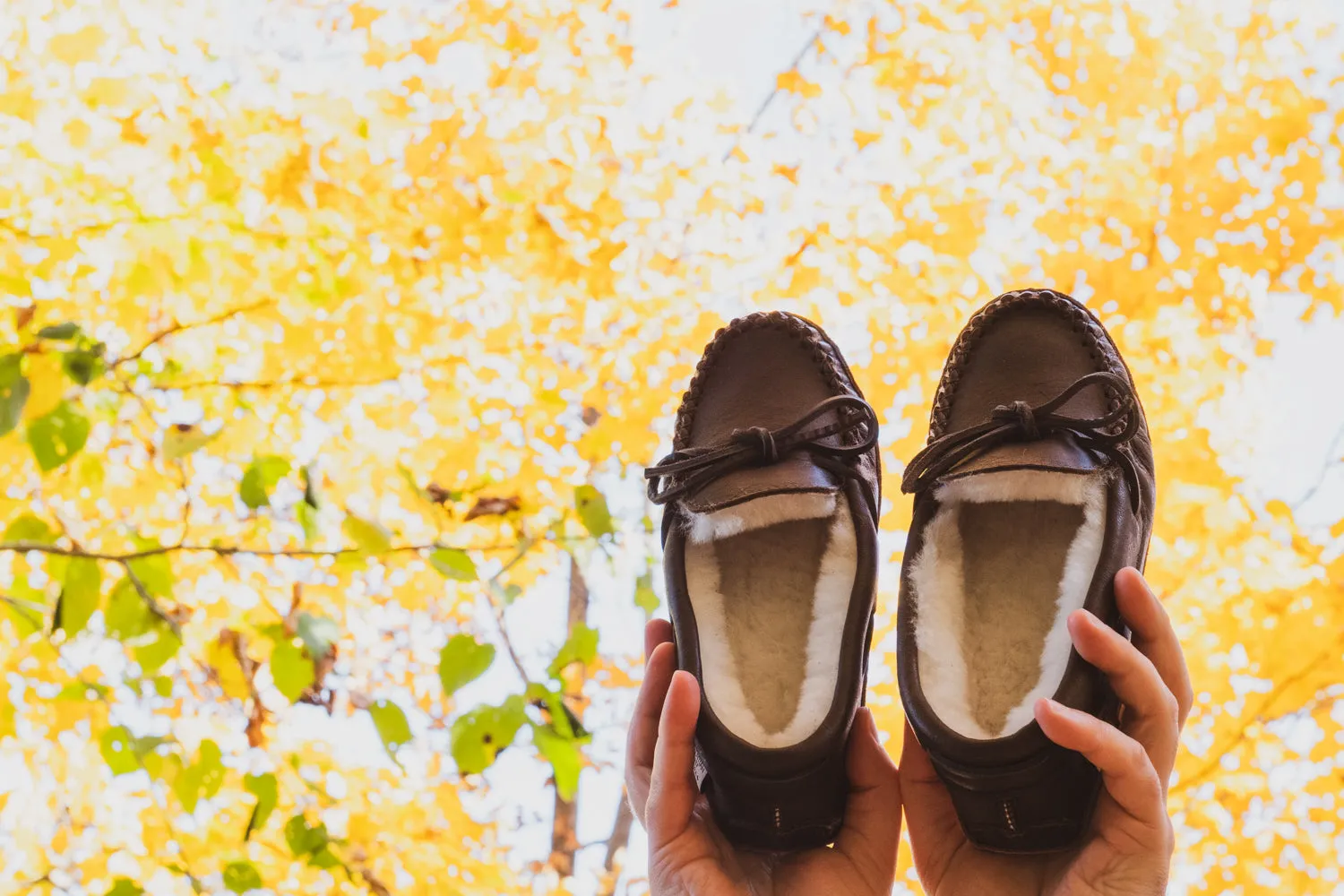 Women's Sheepskin Lined Dark Brown Moccasins