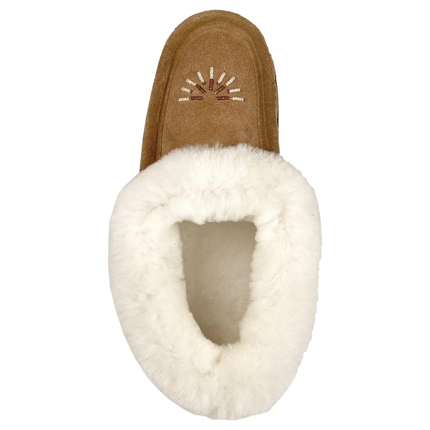 Women's Sheepskin Lined Soft Sole Beaded Moccasins