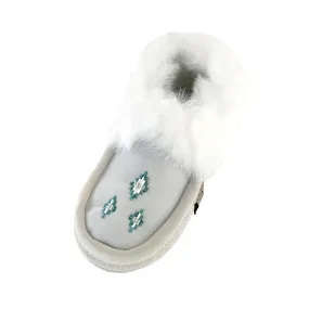 Women's White Sheepskin Suede Moccasins (Final Clearance 4, & 6 ONLY)