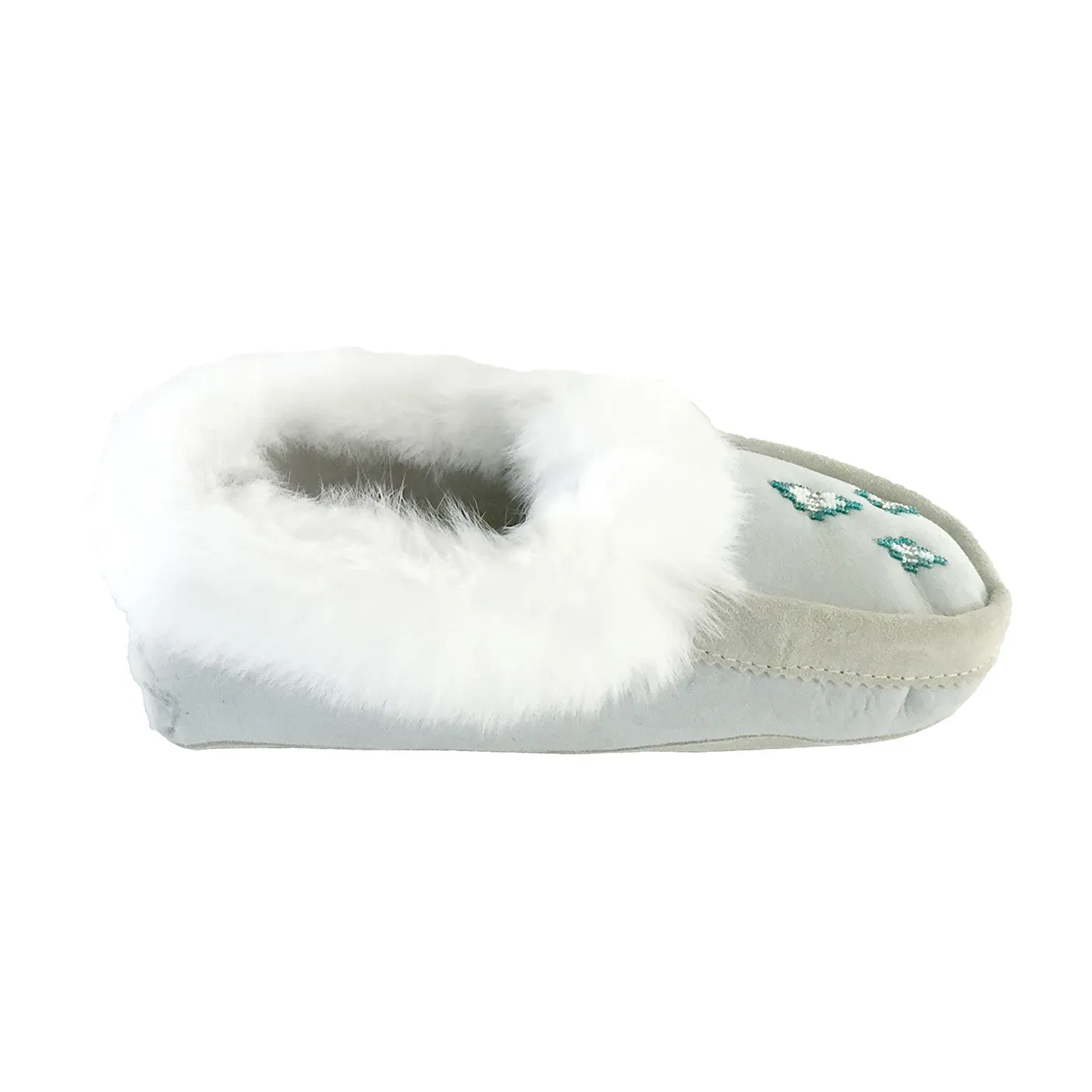 Women's White Sheepskin Suede Moccasins (Final Clearance 4, & 6 ONLY)